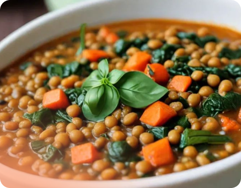 Lentil and spinach stew